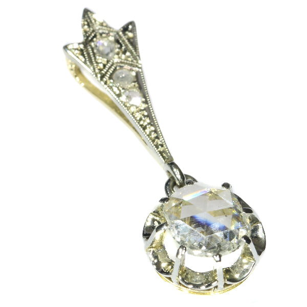 Antique Belle Epoque Large Rose Cut Diamond Pendant