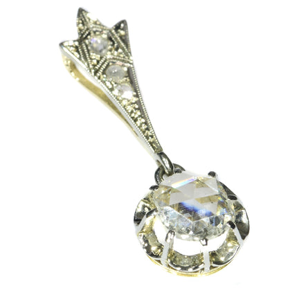 Antique Belle Epoque Large Rose Cut Diamond Pendant