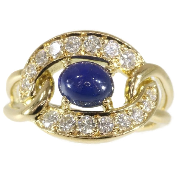 Vintage Cartier Sapphire And Diamond Ring In 18 Carat Yellow Gold