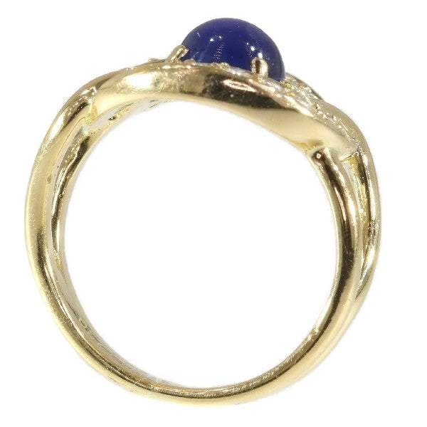 Vintage Cartier Sapphire And Diamond Ring In 18 Carat Yellow Gold