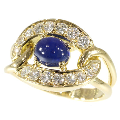 Vintage Cartier Sapphire And Diamond Ring In 18 Carat Yellow Gold