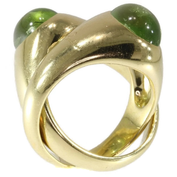 Vintage Italian Pomellato Demantoid Garnet Intertwined Gold Ring