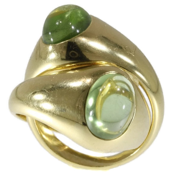 Vintage Italian Pomellato Demantoid Garnet Intertwined Gold Ring