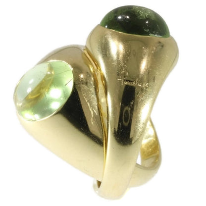 Vintage Italian Pomellato Demantoid Garnet Intertwined Gold Ring