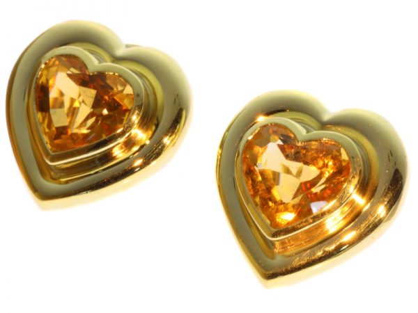 Vintage Paloma Picasso for Tiffany and Co Citrine Heart Shaped Ear Clips