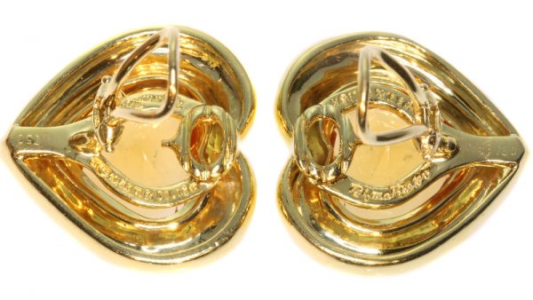 Vintage Paloma Picasso for Tiffany and Co Citrine Heart Shaped Ear Clips
