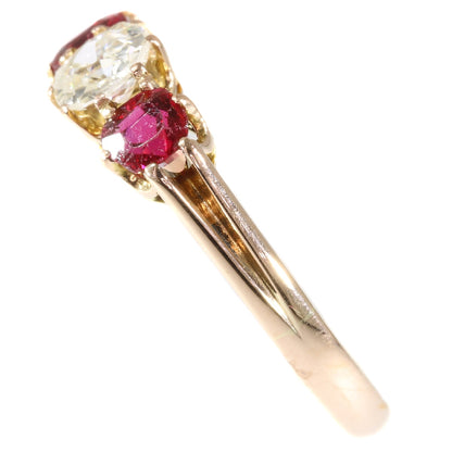 Antique Victorian Old European Cut Diamond 18ct Gold Three Stone Ring