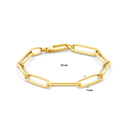 Modern 14ct Yellow Gold Paperclip Link Bracelet
