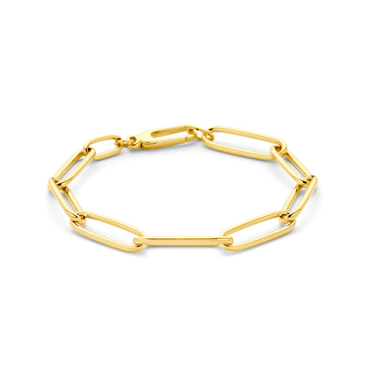 Modern 14ct Yellow Gold Paperclip Link Bracelet