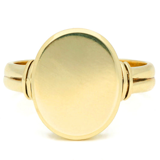14k Plain Oval Shape Gold Signet Ring 17496-9209