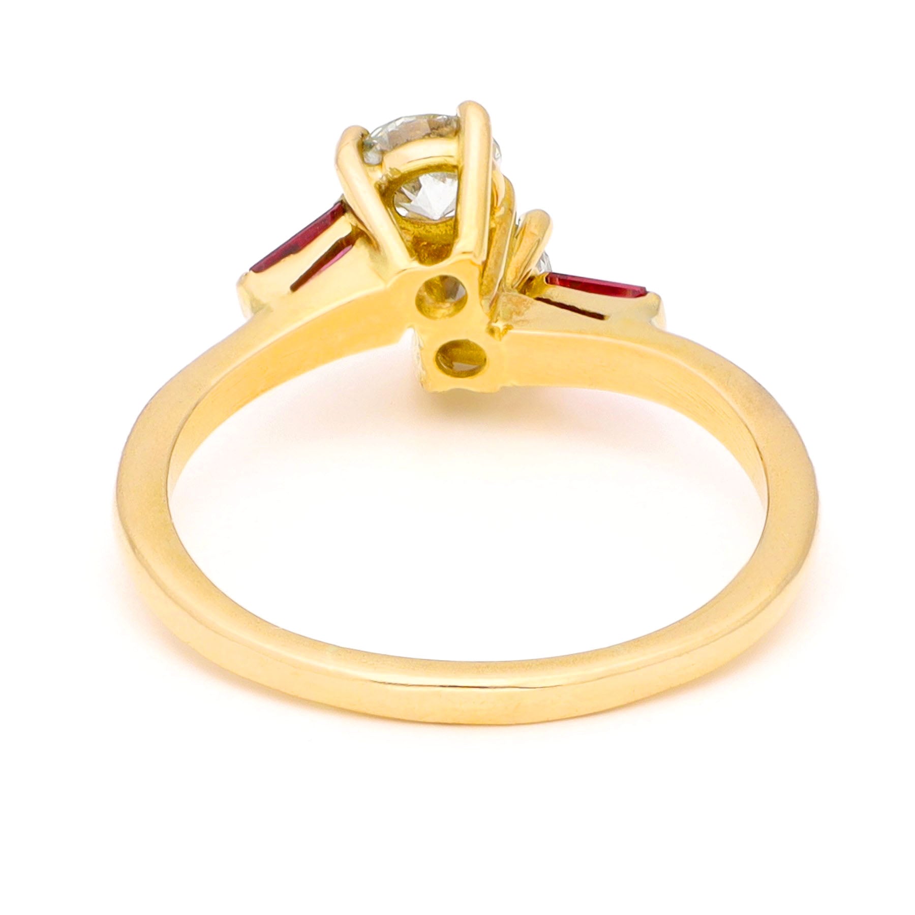 Vintage Old Cut Diamond and Ruby Toi et Moi Crossover Ring