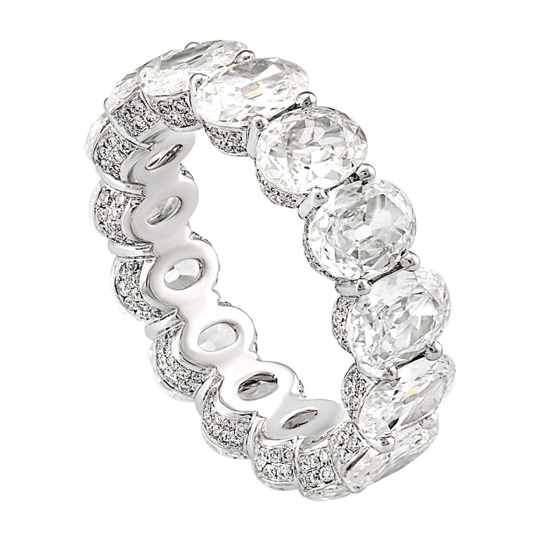 Old Cut Diamond Full Eternity Ring, 6.64 carat total, 18ct White Gold