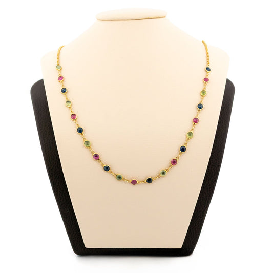 Peridot Ruby Sapphire 18k Station Necklace 17502-9213 Image1