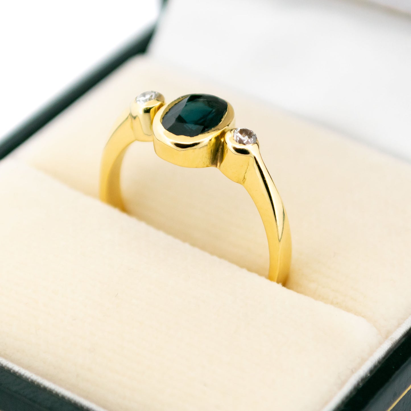 Diamond Sapphire 18k Trilogy Ring 17504-9215