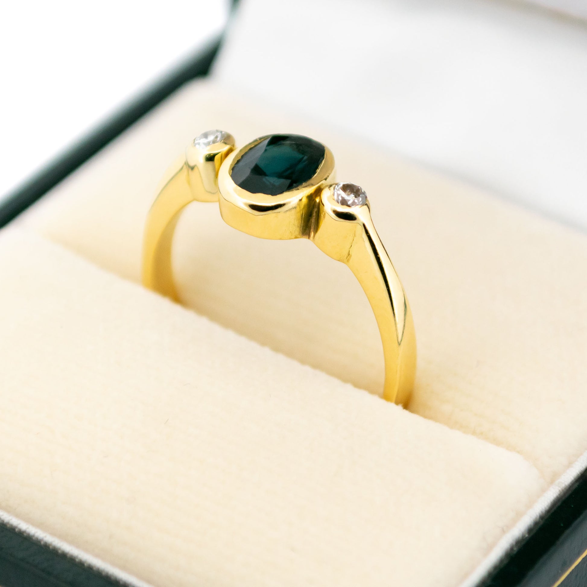 Diamond Sapphire 18k Trilogy Ring 17504-9215