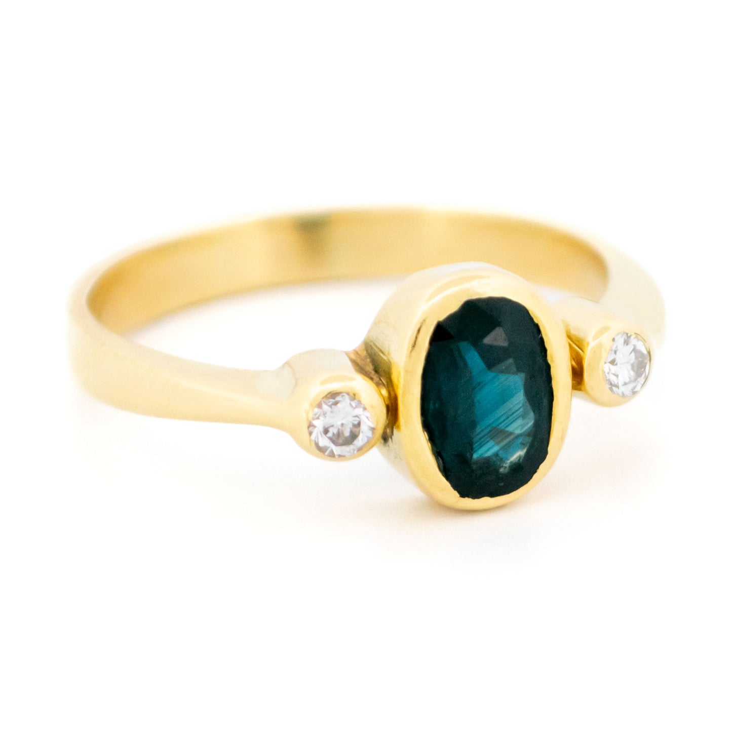 Diamond Sapphire 18k Trilogy Ring 17504-9215