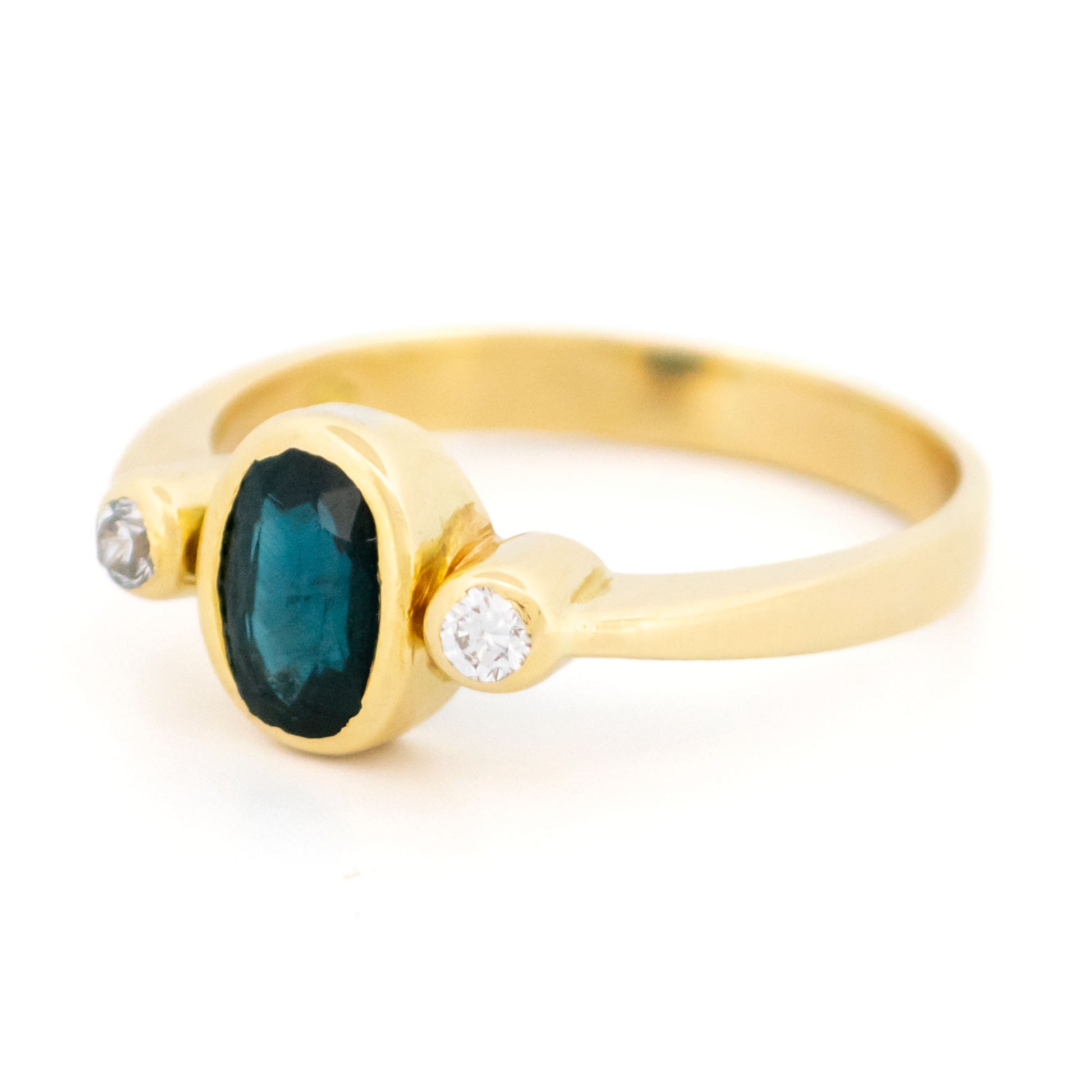 Diamond Sapphire 18k Trilogy Ring 17504-9215