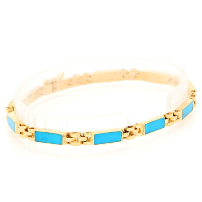 Turquoise 18 Carat Gold Link Bracelet