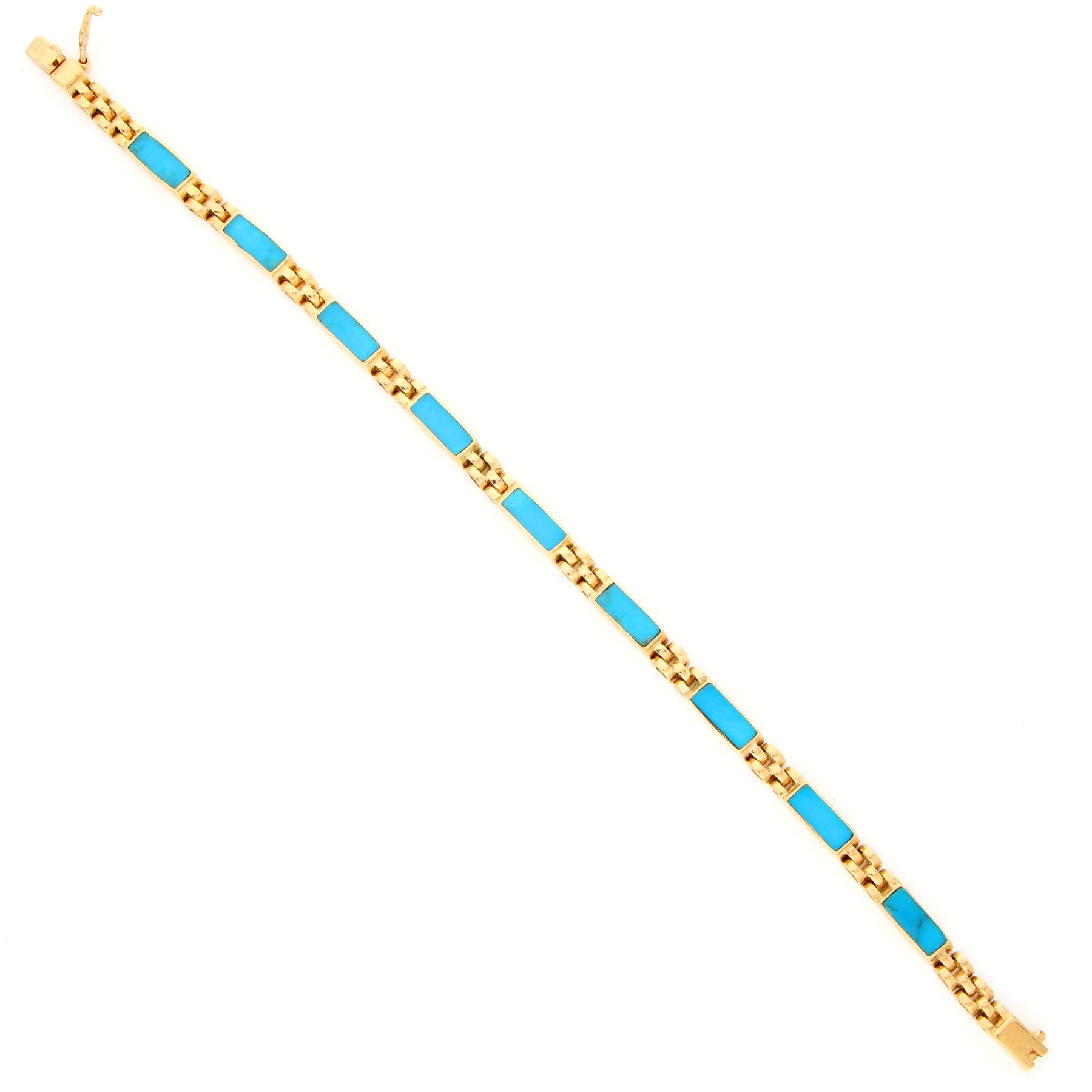 Turquoise 18 Carat Gold Link Bracelet