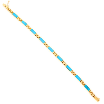 Turquoise 18 Carat Gold Link Bracelet