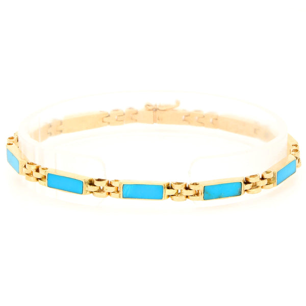 Turquoise 18 Carat Gold Link Bracelet