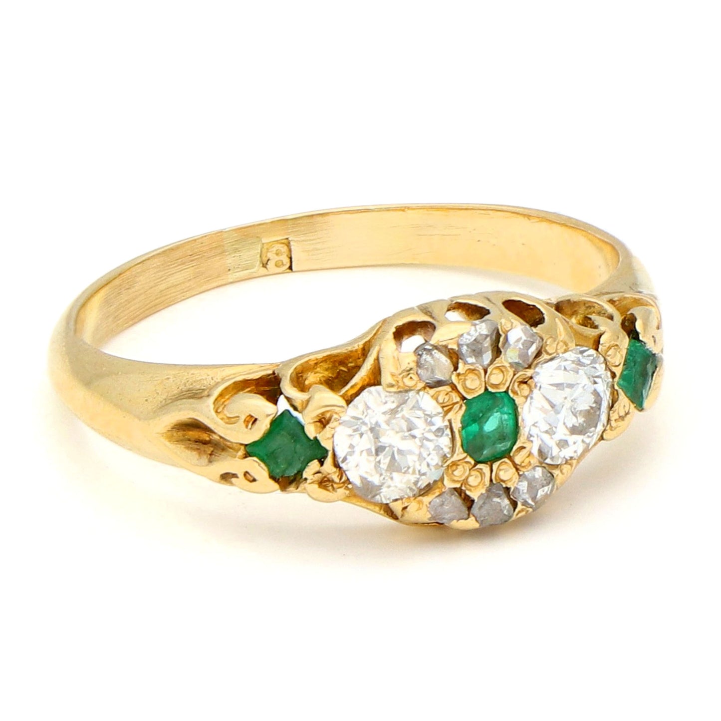 Diamond Emerald 18k Cluster Ring 17520-9223