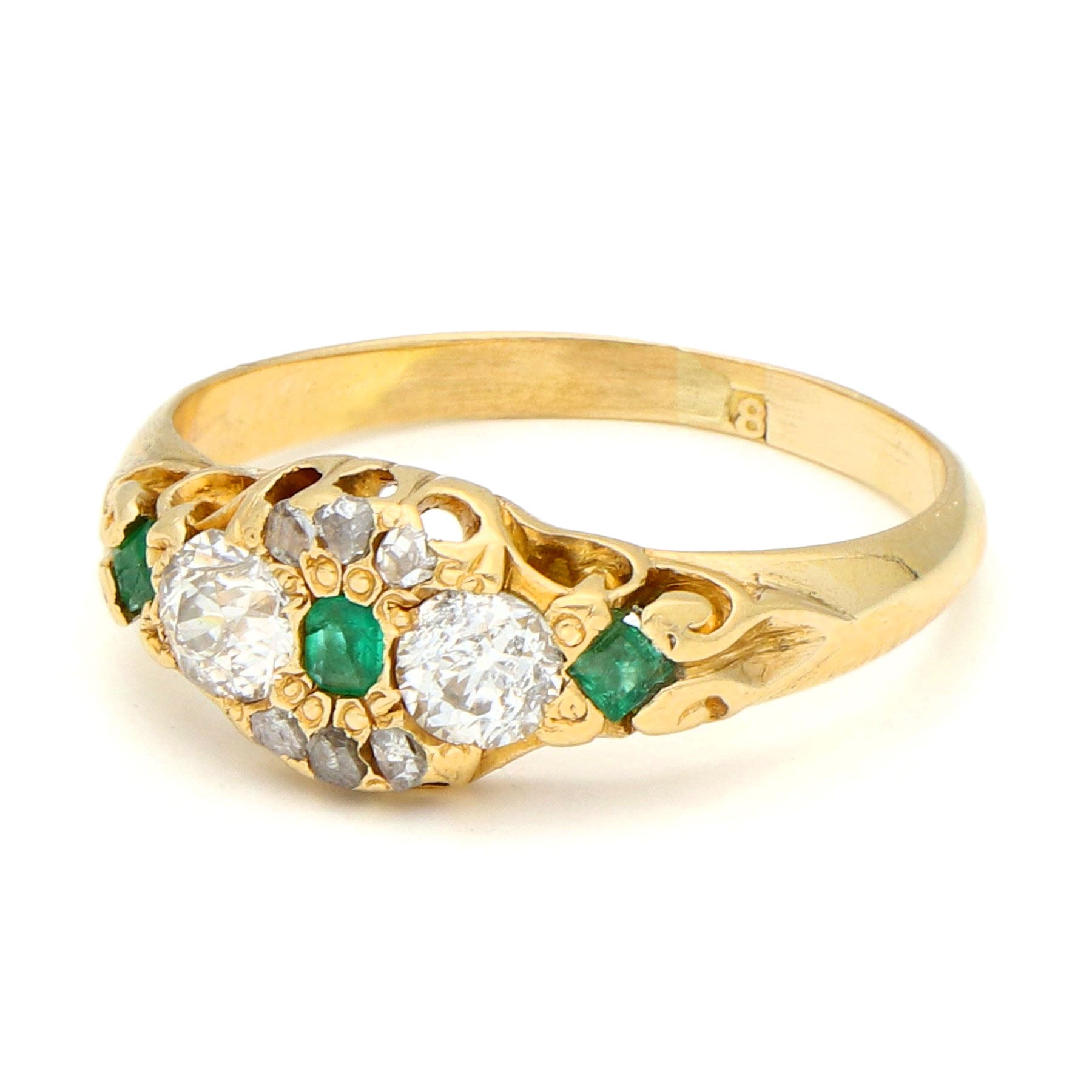 Diamond Emerald 18k Cluster Ring 17520-9223
