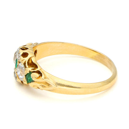 Diamond Emerald 18k Cluster Ring 17520-9223