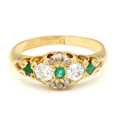 Diamond Emerald 18k Cluster Ring 17520-9223