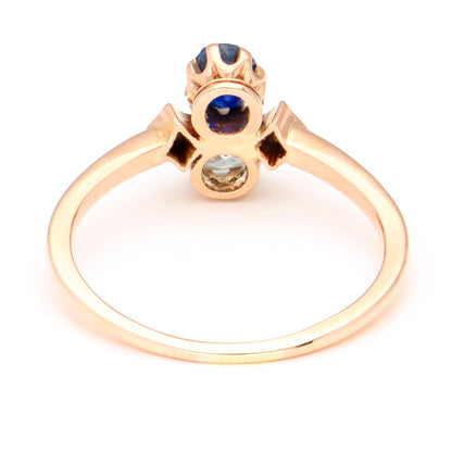 Diamond Sapphire 14 Carat Gold Toi Et Moi Ring