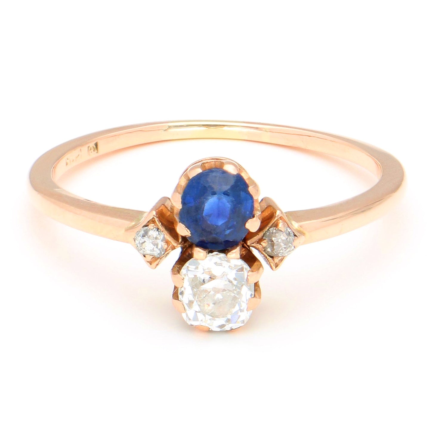 Diamond Sapphire 14 Carat Gold Toi Et Moi Ring