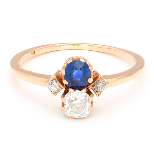 Diamond Sapphire 14 Carat Gold Toi Et Moi Ring