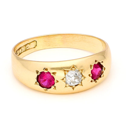 Diamond Ruby 14 Carat Gold Gypsy Ring