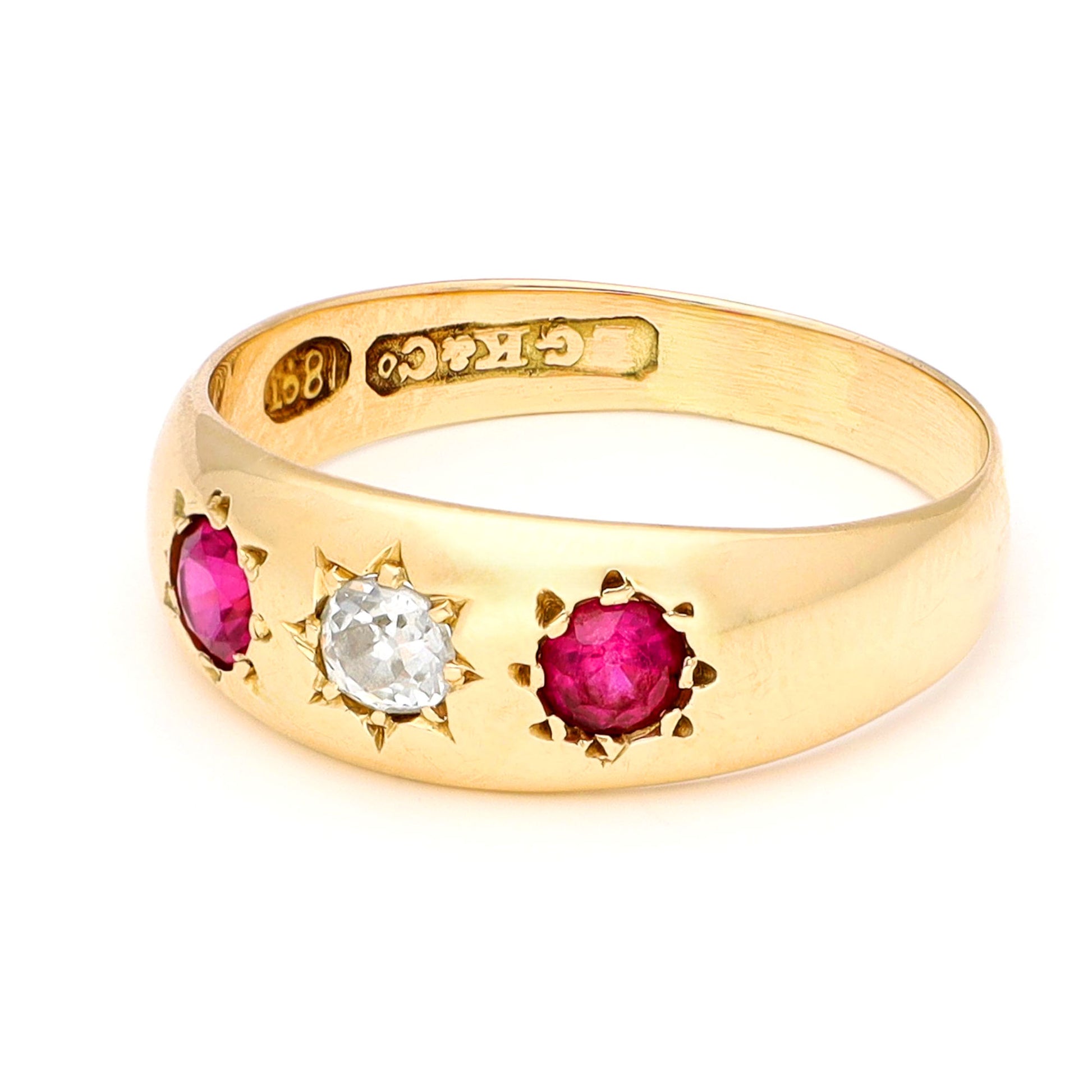 Diamond Ruby 14 Carat Gold Gypsy Ring