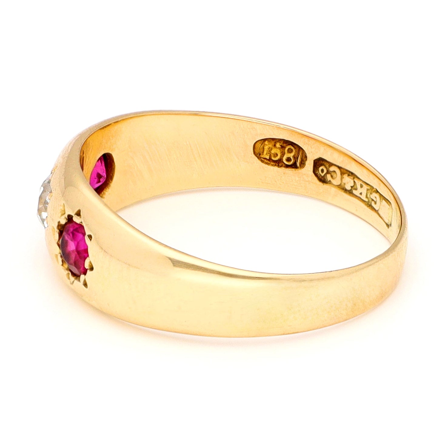 Diamond Ruby 14 Carat Gold Gypsy Ring
