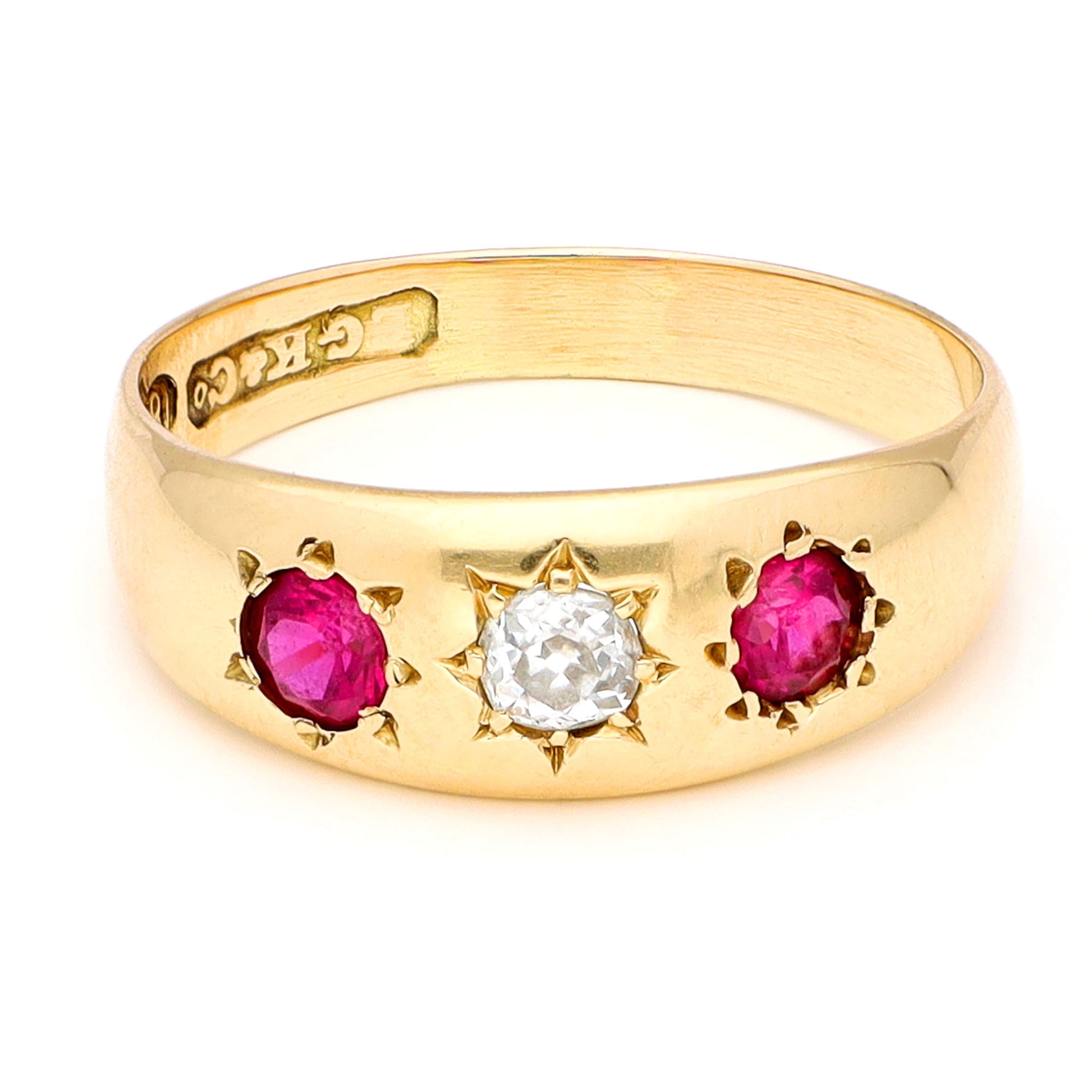 Diamond Ruby 14 Carat Gold Gypsy Ring