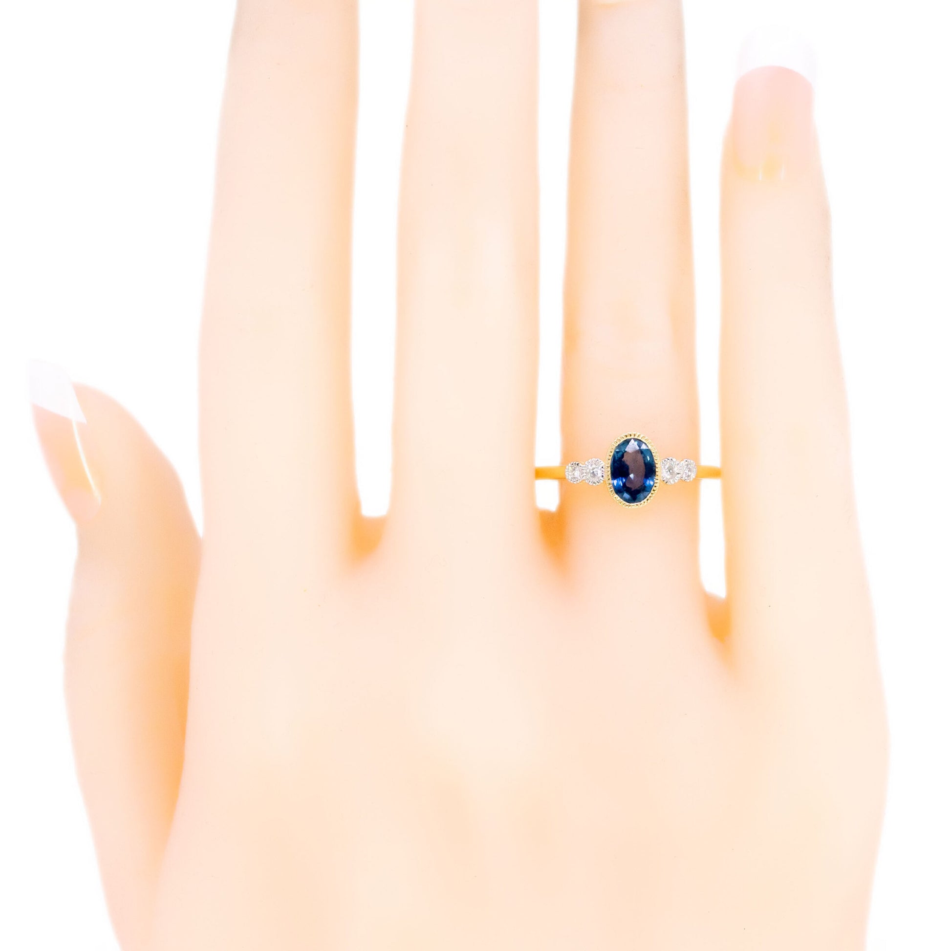 Diamond Sapphire 14 Carat Gold Oval-Shape Ring