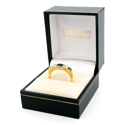 Diamond Sapphire 18 Carat Gold Five Stone Ring