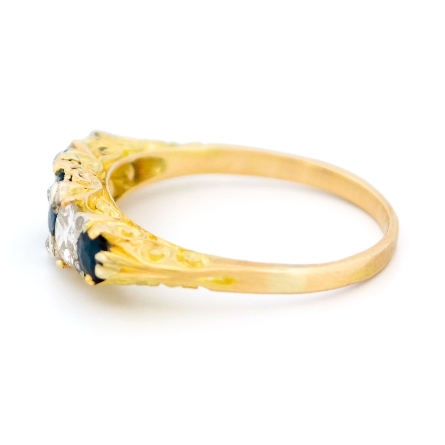 Diamond Sapphire 18 Carat Gold Five Stone Ring
