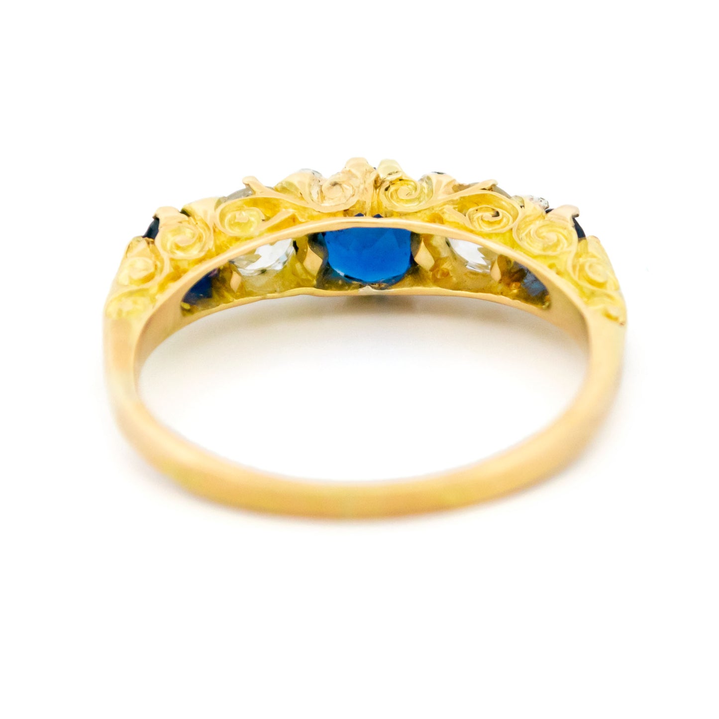 Diamond Sapphire 18 Carat Gold Five Stone Ring