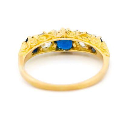 Diamond Sapphire 18 Carat Gold Five Stone Ring