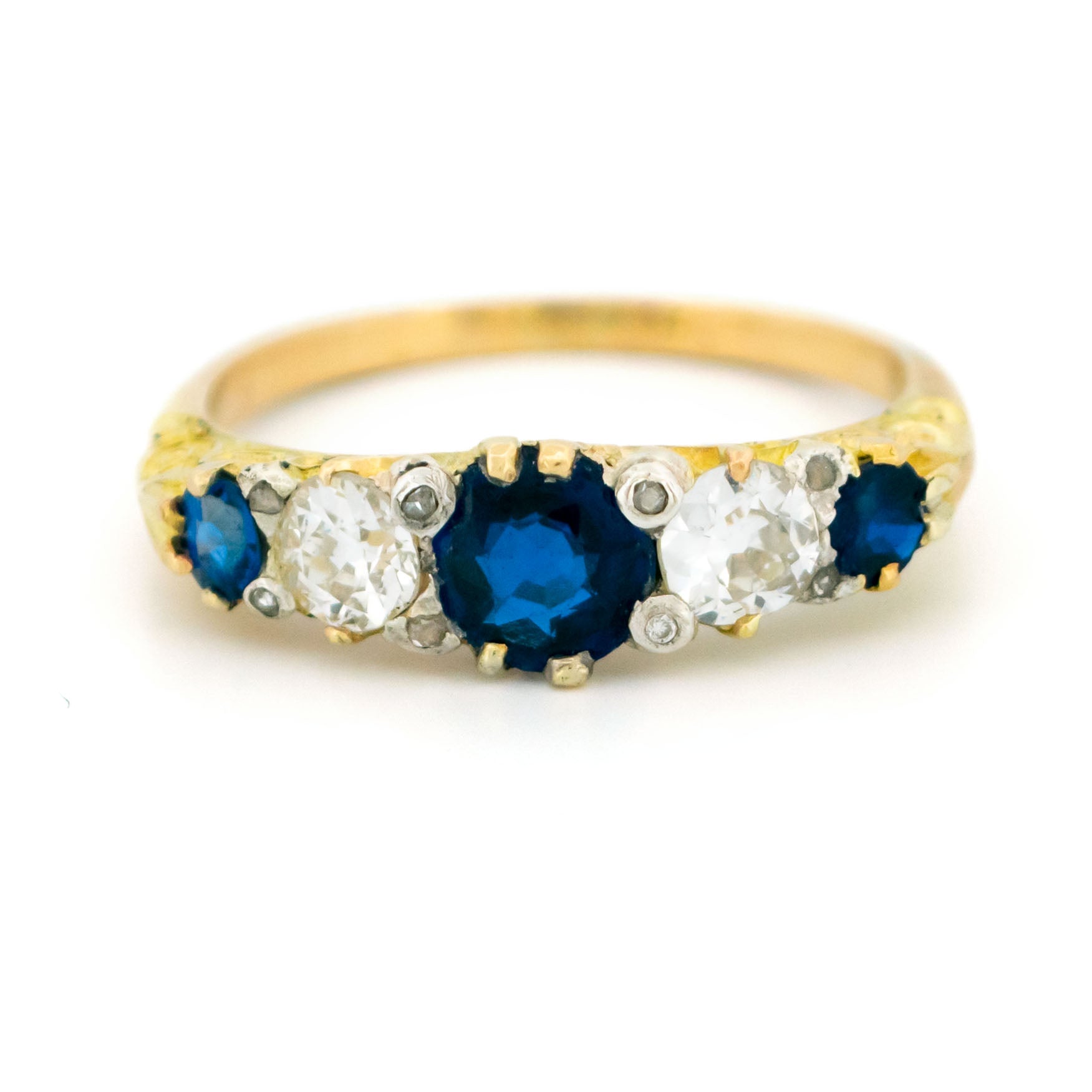 Diamond Sapphire 18 Carat Gold Five Stone Ring