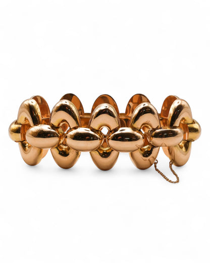 Vintage French Retro 1940s Oval Gold Link Bracelet