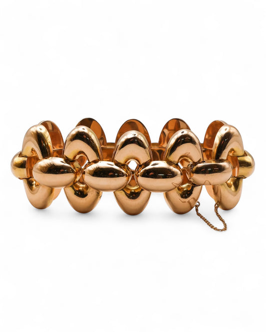 Vintage French Retro 1940s Oval Gold Link Bracelet