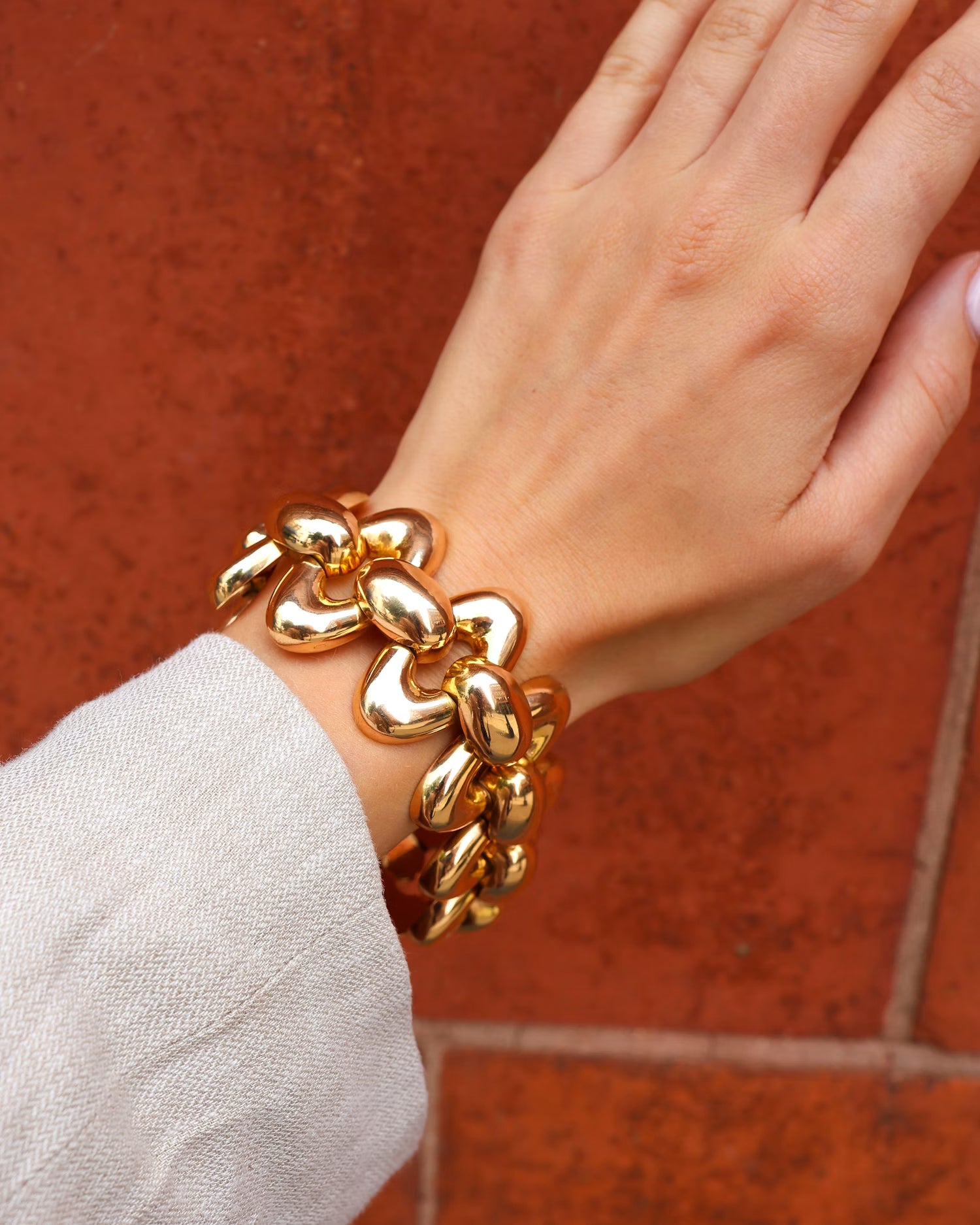 Vintage French Retro 1940s Oval Gold Link Bracelet