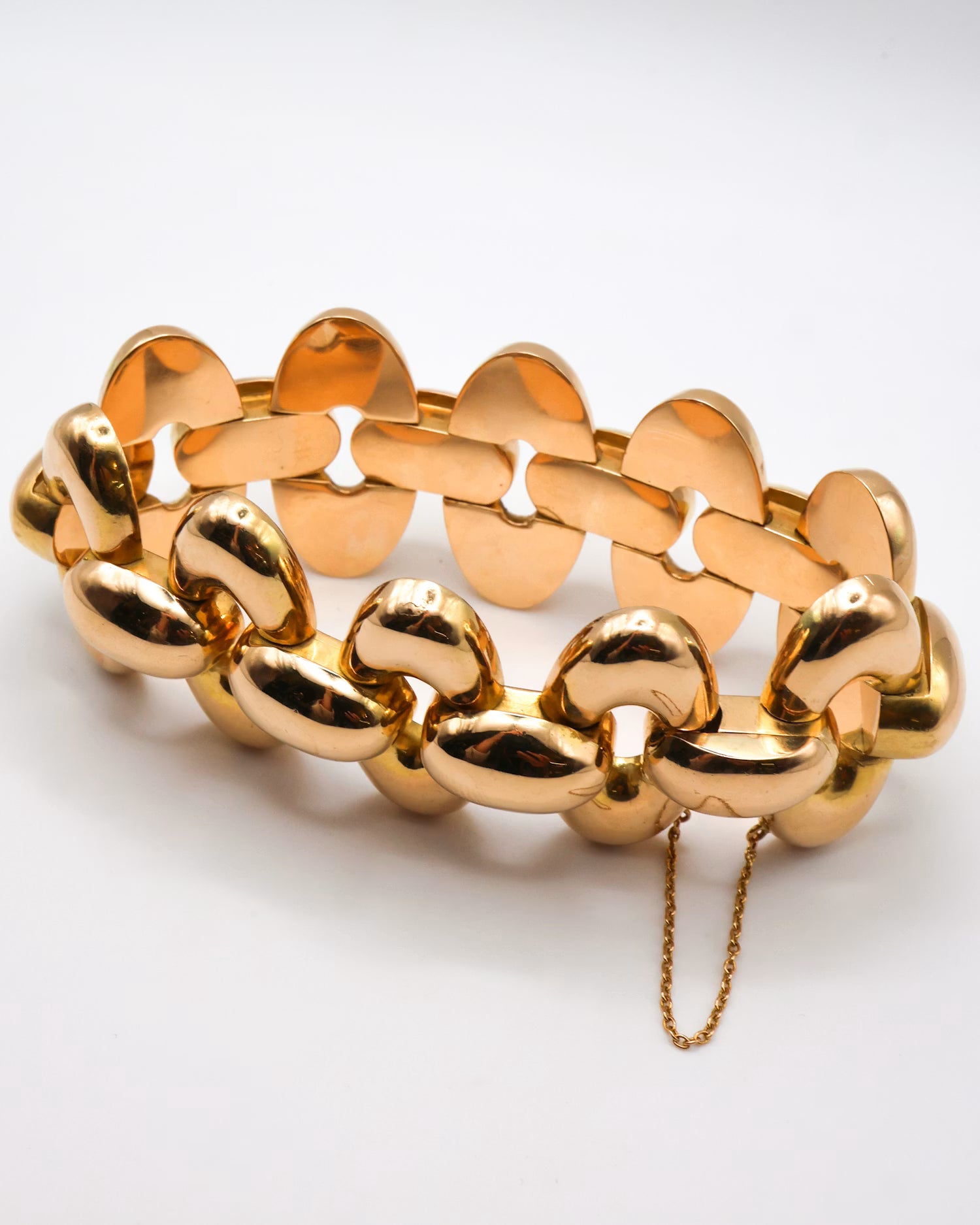 Vintage French Retro 1940s Oval Gold Link Bracelet