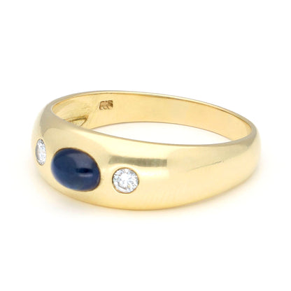 Diamond Sapphire 14 Carat Gold Gypsy Ring