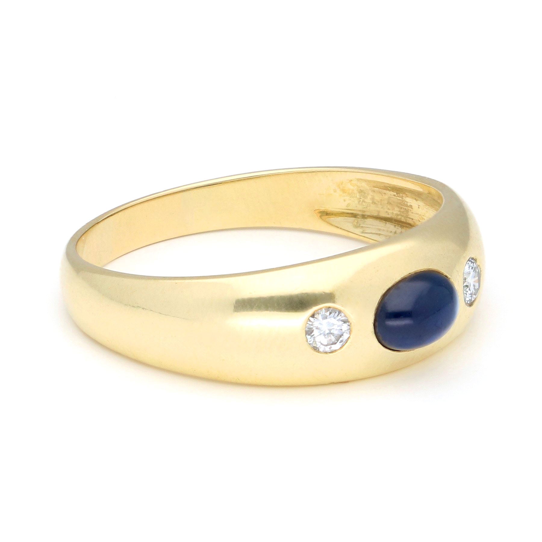 Diamond Sapphire 14 Carat Gold Gypsy Ring