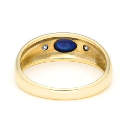 Diamond Sapphire 14 Carat Gold Gypsy Ring