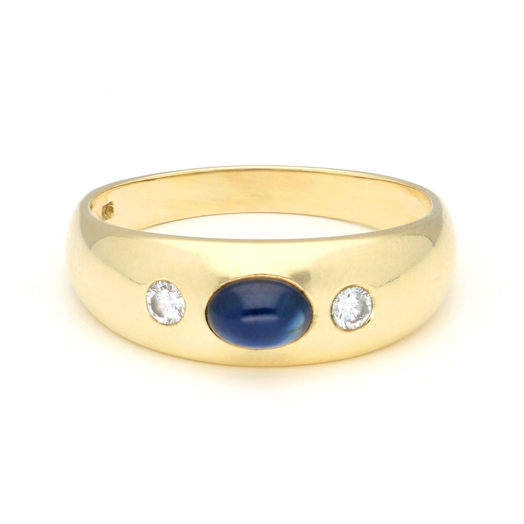 Diamond Sapphire 14 Carat Gold Gypsy Ring